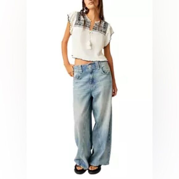 Free People Sarafina Top In Ivory Combo - Picture 2 of 6